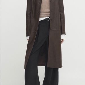 MASSIMO DUTTI LONG STRAIGHT NAPPA LEATHER COAT ~ SIZE LARGE ~ NWT ~ SOLD OUT!